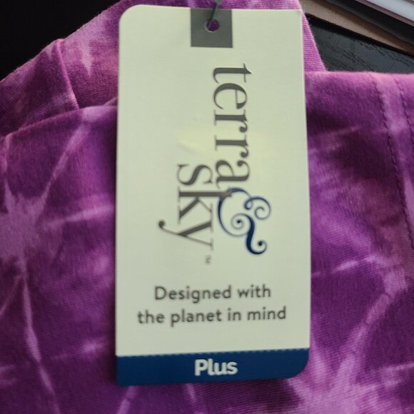 Terra & Sky Women’s Plus Biker Shorts 9" Inseam Shibori Violet Pink Size 1X - Picture 7 of 7